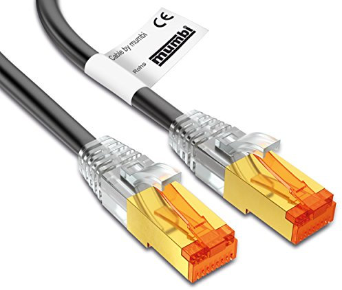 mumbi LAN Kabel 5m CAT 7 Rohkabel Netzwerkkabel S/FTP PimF CAT7 Rohkabel Ethernet Kabel Patchkabel RJ45 5Meter, schwarz