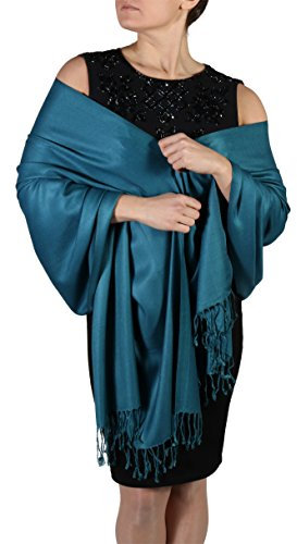 Pashmina Schal Tuch für Frauen - Quastenveredelung - Kostenloser Aufhänger (Über 20 Farben) Handgefertigt (pfau)