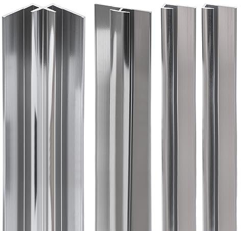 Schulte DecoDesign Profilset, 210 cm, Chromoptik, Verbindungsprofile für Duschrückwände und Wandverkleidung bis 3 mm, EP1901121 41, 2 x Endprofil, 1 x Eckverbinder in Ecke, 1 x Flächenverbinder