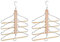 Relaxdays Mehrfach Kleiderbügel, 2er Set, platzsparend, 4 Bügel mit Hosensteg, Holz, Metall, Multibügel, Natur/Silber