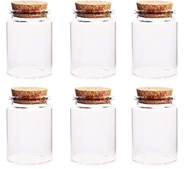 Danmu Art 6Pcs 60 ml 47mmx 60mm Glass Jars with Cork Stoppers Mini Glass Bottles Glass Storage Spice Jars Preserving Jars