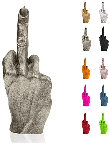Candellana Kerze in Form eines Mittelfingers | FCK | Höhe: 20 cm | Messing | Brennzeit 30h | Kerzengröße gleicht 1:1 Einer realen Hand | Handgefertigt in der EU