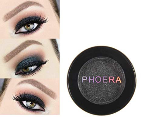 PHOERA Super Vibrant Ultra-Metallic Eyeshadow Long Lasting Waterproof Shimmer High Pigment Glitter Eye Shadow Palette Cosmetic Makeup AQUAPURITY 118 CHARCOAL