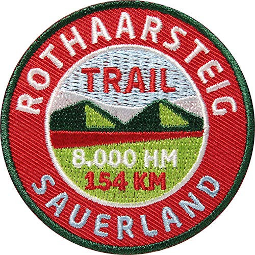 2 x Rothaarsteig Sauerland Aufnäher gestickt 62 mm/Patch Aufbügler Flicken zum Aufnähen Aufbügeln/Wanderweg Weitwanderweg Premium Brilon Hessen NRW Rothhaar-Gebirge Westerwald Rheinland Pfalz