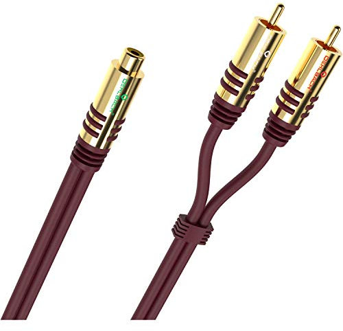 Oehlbach NF Y-Sub AD - Adaptador en Y RCA a 2 RCA (cable adaptador de subwoofer RCA y 2 conectores RCA macho a 1 RCA hembra) 20 cm