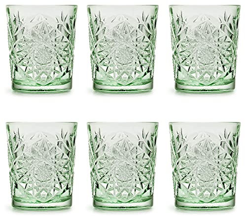 Libbey Drinking Glass Hobstar Ebony Green - 355 ml / 35.5 cl - 6 Pieces - Vintage Design - Dishwasher Safe