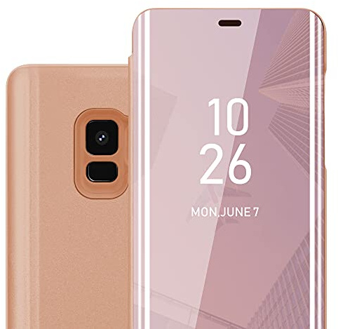 Cadorabo Hülle kompatibel mit Samsung Galaxy S9 Schutzhülle TPU Silikon Case 360 View Spiegel, Slim Kratzfest Weiche Gummi mit Rundumschutz Cover Hülle für Galaxy S9 in Pink