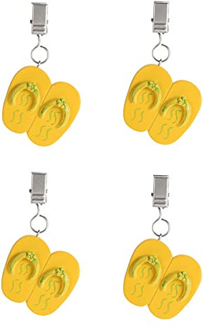 MIK funshopping 4er Set Tischdeckenbeschwerer mit Klemmkraft - Tischdecken-Gewichte - Ideal für den gedeckten Tisch (Sandalen gelb)