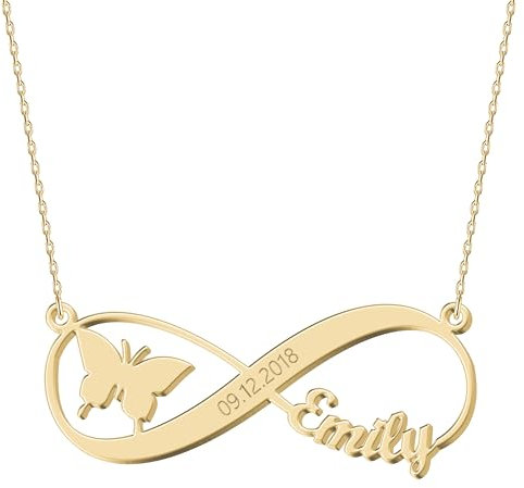 UMAGICBOX Personalised Infinity Necklace with Name Emgraved Compass Beautiful Crescent Moon Cross Anchor Feet Footprint Dog Paw Constellation Gift Ideas for New Mom Women Girl Friendship Daughter