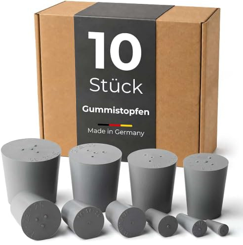 Tuuters Gummistopfen 10 Stück (20 x Ø16,5 x 12,5mm) Verschlussstopfen grau | Laborstopfen aus Naturkautschuk, Rohrstopfen, Blindstopfen für Rohre, Reagenzglas, Flaschen, Verschließen, Rohrabdichtung
