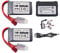 2PCS 7.4V 1000mah T-plug Lithium Battery with 2 in 1 Charger for 18858 18859 18859A 18859E HM163 HM164 35-DJ03 35-DJ04 SN-DJ02 16889 16889A 16890 2845 2846 Q901 drone Q902 Q903 RC car