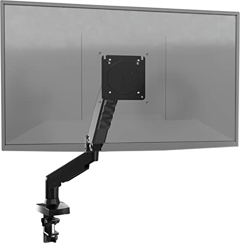 Poppstar Monitorhalterung Tisch höhenverstellbar für 1 Bildschirm 17 Zoll bis 30 Zoll (360° schwenkbarer drehbarer neigbarer Monitor-Arm), schwarz