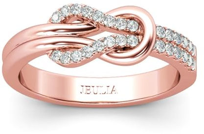 Jeulia Knot Design Band Classic Rings for Women CZ Sterling Silver Eternity Rose Gold Ring Wedding Engagement Anniversary Promise Rings Bridal Sets