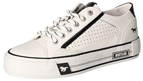 mustang Femme 1457-303 Basket, Blanc/Noir, 40 EU