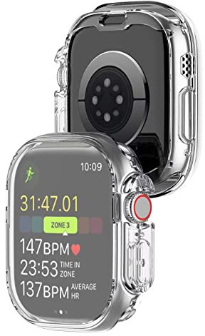 FTRONGRT Cover per Apple Watch Ultra 49mm, Placcatura in TPU Morbido, Protezione All-Inclusive, Resistente Agli Urti, Custodia per Apple Watch Ultra 49mm Smartwatch.Trasparente