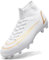 ASOCO DREAM Zapatillas de Fútbol Hombre Tacos Botas de Fútbol Profesionales Deportivas de Caña Alta Aire Libre Zapatos de Atletismo Calzado de Fútbol,Blanco,41 EU