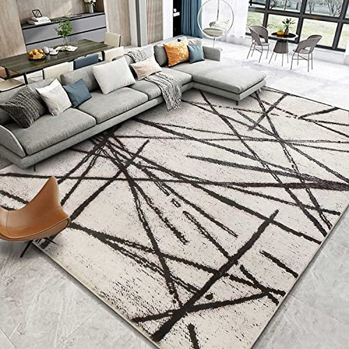 Calore Teppich Wohnzimmer Kurzflor Groß Teppich Schlafzimmer Moderne Teppiche für Wohnzimmer rutschfest Weich Abstrakt (Beige, 200 x 300 cm)