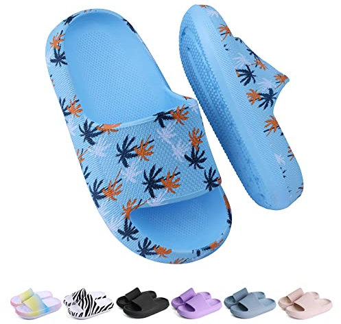 Buwege Ciabatte Mare per Bambino Pantofole Estive All'aperto Piscina per Bambina e Ragazze Scarpe Interni Bagno Antiscivolo per Bambini e Ragazzi Blu Cocco 36 EU