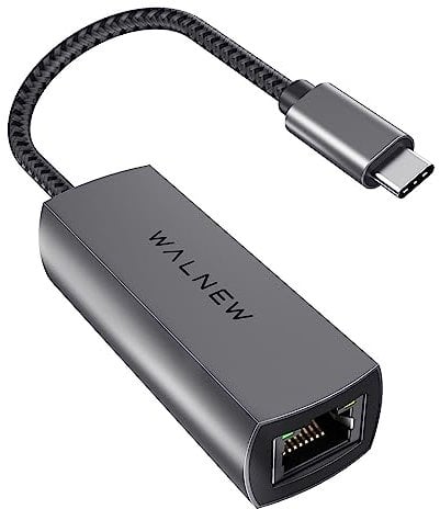 USB C Ethernet Adapter 2.5 Gigabit, WALNEW USBC LAN Kabel Stecker,Thunderbolt 4/3 RJ45 Netzwerkadapter für MacBook Pro/Air M1 M2,Mac mini,iMac,Surface Laptop,iPad 10,Samsung Galaxy Tab S9 S8,Dell XPS