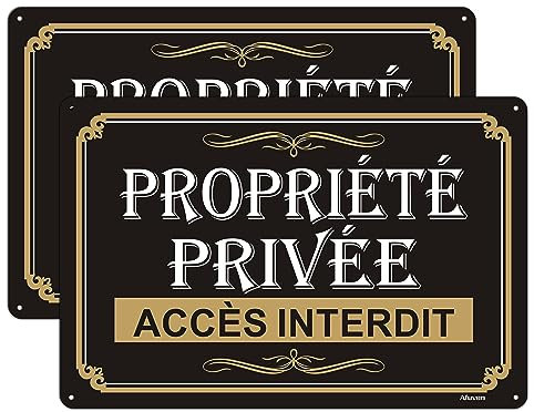 2 Pièces Panneau Propriété Privée 30x20cm Accès Interdit Propriété Privée Aluminium Panneaux d'avertissement de Protection UV, Très Résistant en Extérieur, pour Les Zones extérieures et intérieures