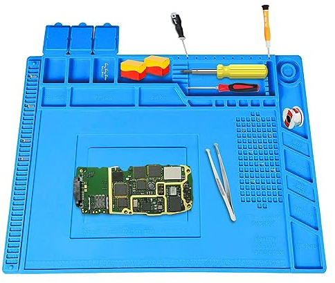 Lötmatte, Magnetische Lötmatte, 500℃ Hitzebeständig Reparaturmatte, Antistatisch, mit Skala, 45×30cm, zum Löten, Reparieren von Elektronischen Bauteilen