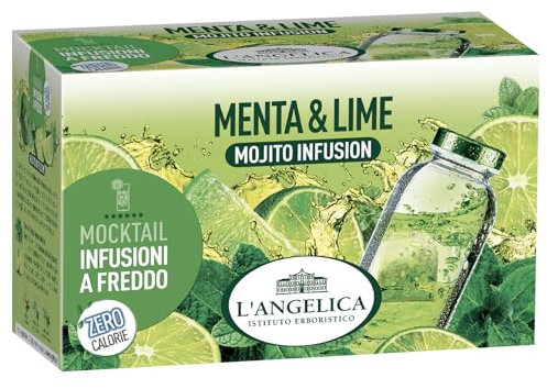 L'Angelica Tisana Mocktail Menta&Lime, Tisana Mojito Infusion, Tisane Fredde Zero Calorie, Tisana alla Menta e Lime, 10 Confezioni da 18 Filtri