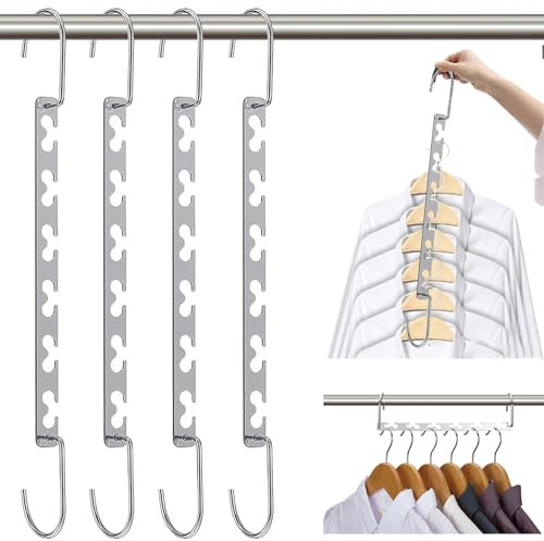 Kleiderbügel Platzsparende rutschfeste Schrank Organizer 4 Stück aus Metall für Schwere Kleider L26cm