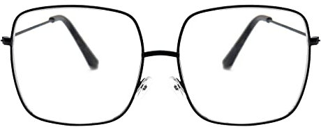 KAEOISFU übergroße Quadratische Schwarz Lesebrille 1,5 Damen und Herren, Große blaulichtfilter brille Lesebrillen, Mode Große Gläser Metall Computer Lesebrill