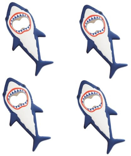 BESTonZON 4pièces Ouvre-bouteille Magnétique Forme De Requin Décapsuleur Original Pour Bière Accessoire Amusant Et Portable Pour Fêtes Et Réfrigérateur Design Léger Et Surprise