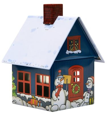Crottendorfer - Räucherhaus Metall inkl. Räucherkerzenhalter - für Räucherkerzen Gr. M - Maße: 7,2 x 7,8 x 9,8 cm - Motiv: Weihnachtabend - Made in Germany