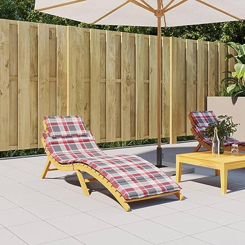 ZEYUAN Sonnenliegen-Auflage, Gartenliege, Liegestuhl, Sonnenstuhl, Sonneninsel Outdoor, Liegen, Gartenmöbel, Bäderliege, Relaxliege,Rot Karomuster 186x58x3 cm