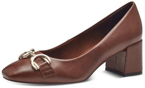MARCO TOZZI Damen Pumps mit Blockabsatz Vegan, Braun (Cognac), 39 EU
