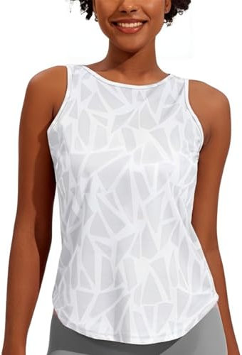 Weardear Damen Yoga Tanktops Ärmelloses Sportshirt Kleidung Fitness Running Workout Lauftop Geo-Druck Oberteile S-XXL