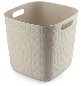 CURVER Softex Aufbewahrungskorb, 15 l, elegantes Design, leicht, stapelbar und praktisch, 100% recycelt, 27 x 27 x 26 cm, cremefarben