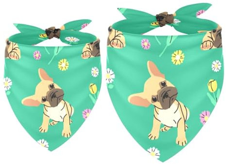 Hundehalstücher Französische Bulldogge, Dreieckstuch für kleine, mittelgroße und große Hunde und Katzen, Dreieckstuch, Dreieckstuch, Lätzchen, 2 Stück
