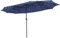 COSTWAY 4.5m Double-Sided Parasol, Outdoor Extra Large Sun Umbrella with 48 LED Lights and Hand-Crank Mechanism, Twin Market Sunshade Shelter Canopy for Garden Patio Beach (Navy, 450 x 265 x 245cm)