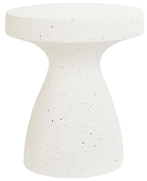 Beliani Beistelltisch Beton und Glasfaser Creme weiß Terrazzo Optik rund ⌀39 cm Biviere