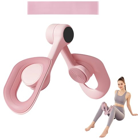 Beckenboden-Trainingsgeräte - Anti-Rutsch-Kegel Beckenbodentrainer für Frauen, Oberschenkelmuskeltrainer mit 6,8 kg rosa Widerstandsband, Oberschenkel-Trainer Heim-Fitnessgeräte 0717