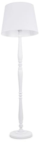 ValueLights | Traditional White Wood Candlestick Floor Lamp with White Tapered Shade for Living Room | Floor Lamps, Home Décor & Improvement Essential | Included LED Bulb