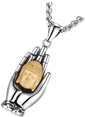 WATIIFUFU Collier Élégant Pour Homme Avec Pendentif Bouddha En Palmier Bijou Vintage Accessoire Élégant Pour Tenues Quotidiennes