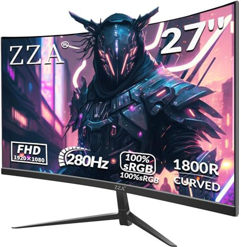 ZZA Monitor Curvo para Juegos De 27, Compatible con 240 Hz Y hasta 280 Hz, Full HD 1920 X 1080, Tres Biseles Estrechos, Freesync Premium: La Mejor Experiencia De Juego.