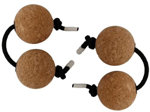 Genikeer Asalato Shakers Wooden 2 Pairs, Cork Kashaka, Rhythmic Balls Percussion, Shaker Balls Instrument, African Rhythm Balls, Cork Asalato With Adjustable Cord Length For Concerts, KTV, Wedding