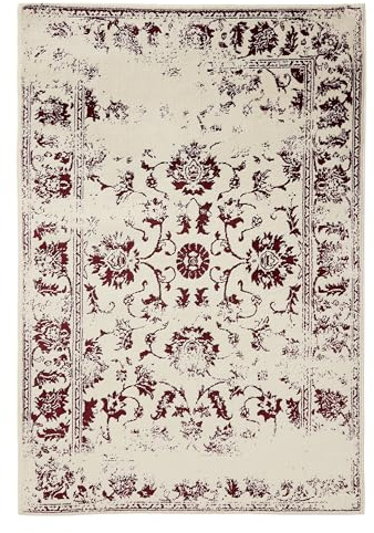 benuta Basic Teppich Suki - Creme/Rot 300x400 cm - Kunstfaser - Rechteckig & im Style: Vintage, Orient Style - Pflegeleicht für Wohnzimmer Schlafzimmer