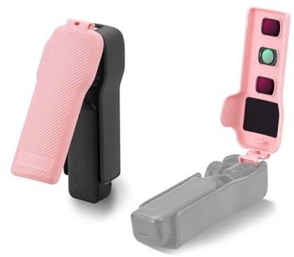 BRDRC Pocket 3 Housse de protection à rabat pour objectif 3 filtres pour DJI Osmo Pocket 3 Creator Combo (Rose)