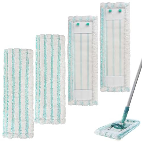 CLTPY 4 Pack Leifheit Bodenwischer Ersatzbezug für Leifheit Profi XL Micro Duo/Cotton Plus, Mikrofaser Wischbezüge für Alle Böden, Effiziente Saugfähiger Flecken Schnell Entfernen