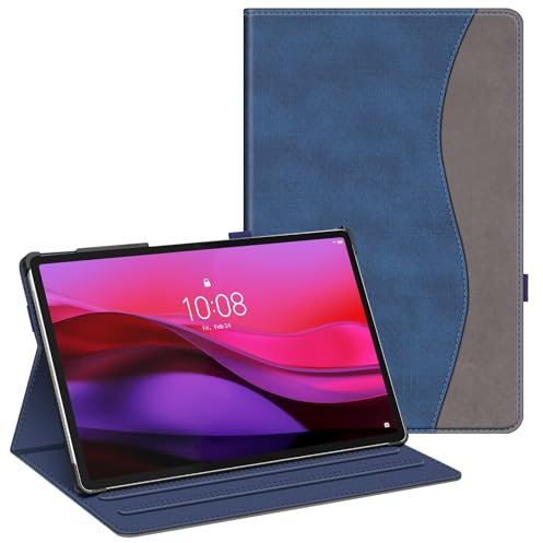 FINTIE Case for Lenovo Yoga Tab Plus Tablet 12.7 inch 2025 (TB-520FU), Multi-Angle Viewing Protective Case with Document Slots and Auto Sleep/Wake Function, Denim Indigo Blue