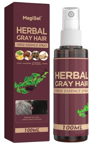 Pflanzenhaarfarbe, Herbal Gray Hair Spray, Herbal Essence Hair Spray, Kräuterhaar-Pflegespray, Haarfarbe Conditioner, Naturhaarfarbe, BIO Schwarzkümmelöl ungefiltert, Naturkosmetik, 100ml