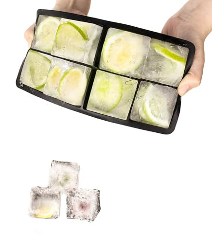Große Eiswürfelform aus Silikon, Stapelbare Eiswürfel Form, 2er-Pack Eiswürfelbehälter BPA-frei und LFGB-zertifiziert
