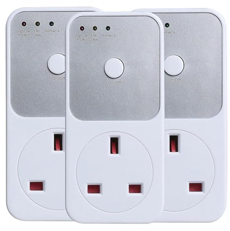 Automatic Voltage Protector Socket Switcher AC 220V Power Surge Safe Protector UK Plug Socket Refrigerator Protect (3PCS)