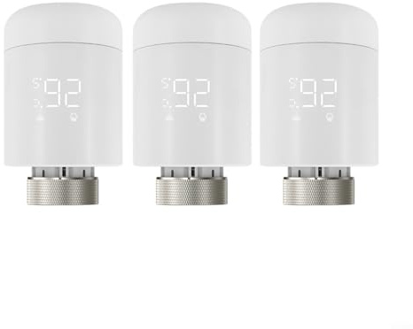 HEIBTENY Lot de 3 thermostats de radiateur intelligents programmables pour Zigbee pour Tuya Smart App Commandes vocales, détection d'ouverture de fenêtre, efficacité de la batterie